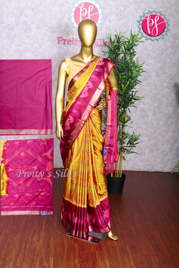 Semi Ikkat Pochampally Silk Saree-PA03525