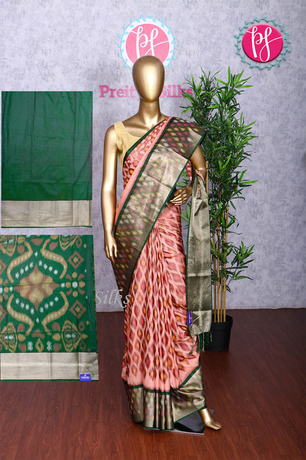 Semi Ikkat Pochampally Silk Saree-PA03525