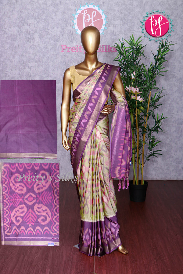 Semi Ikkat Pochampally silk saree-PA03525