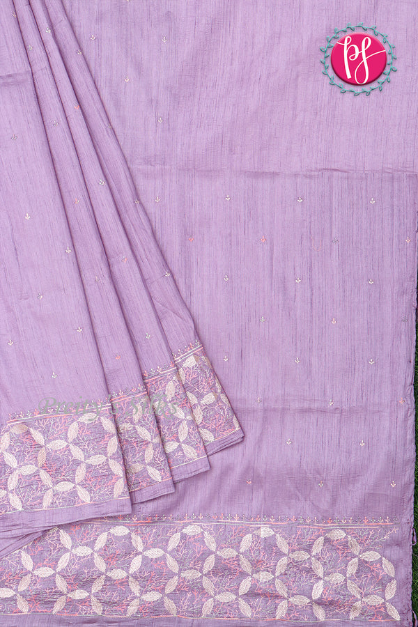 Semi Tussar Silk Saree with Embroidery work-PF71757