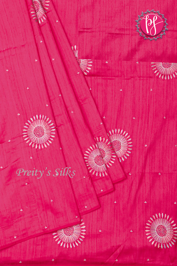 Semi Tussar Silk Saree with Embroidery work- PF71757(some design has contrast blouse )
