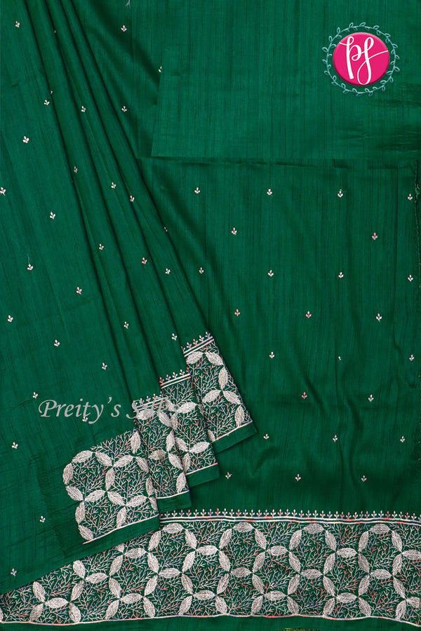 Semi Tussar Silk Saree with Embroidery work-PF71757