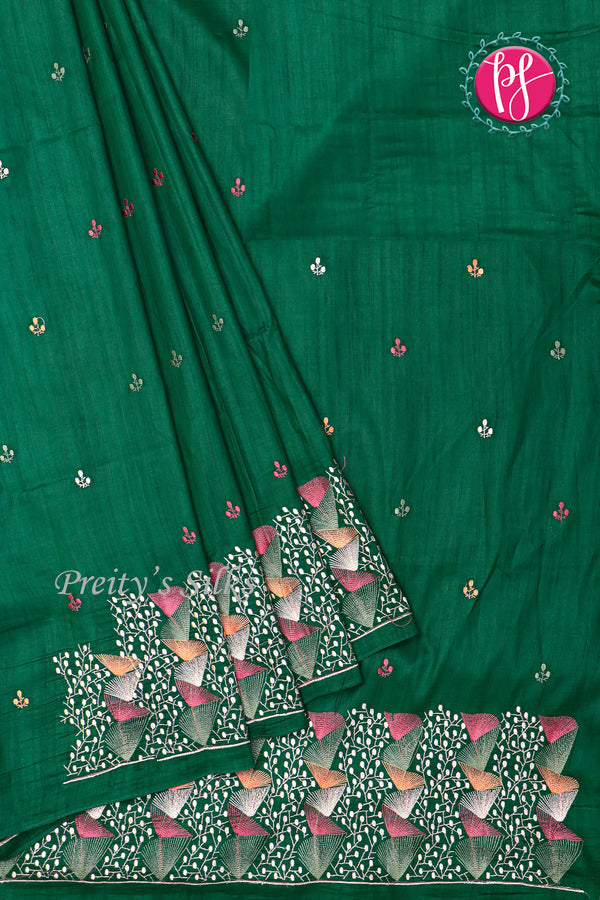 Semi Tussar Silk Saree with Embroidery work- PF71757