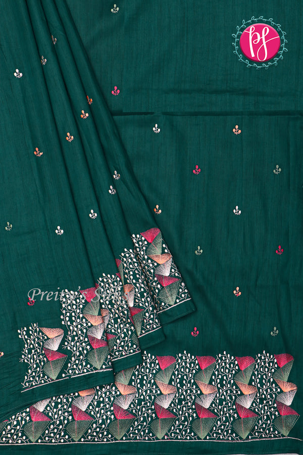 Semi Tussar Silk Saree with Embroidery work- PF71757