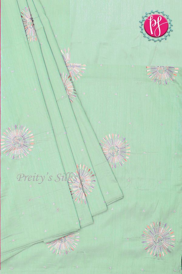 Semi Tussar Silk Saree with Embroidery work- PF71757(some design has contrast blouse )