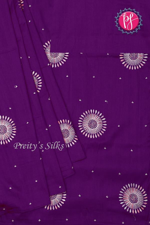 Semi Tussar Silk Saree with Embroidery work- PF71757(some design has contrast blouse )