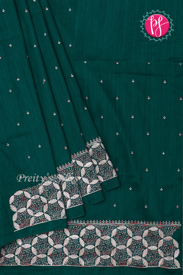 Semi Tussar Silk Saree with Embroidery work-PF71757