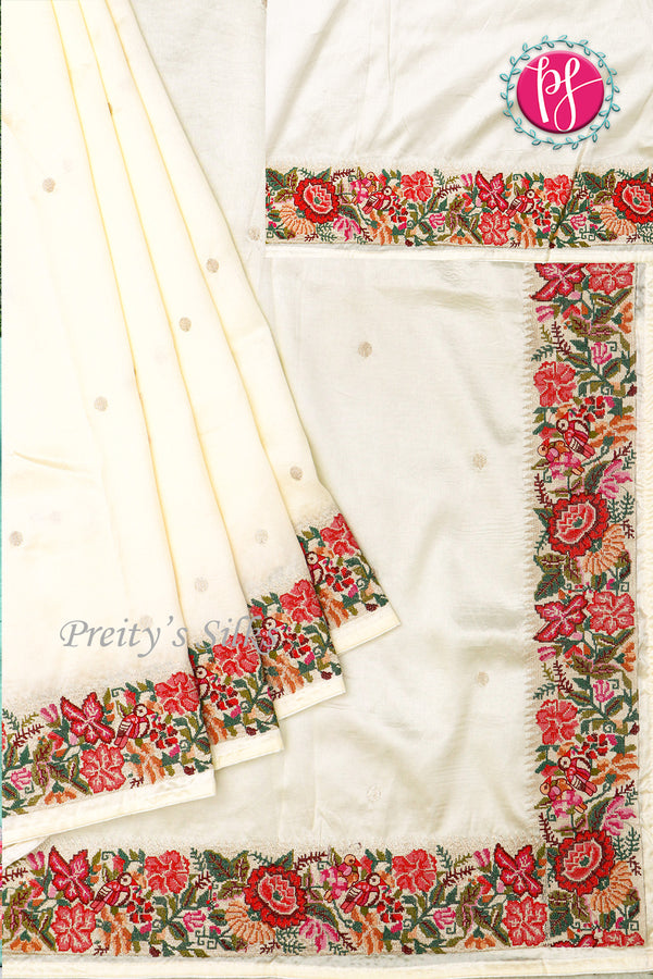 Semi Silk With Cross Stitchwork-PA05021