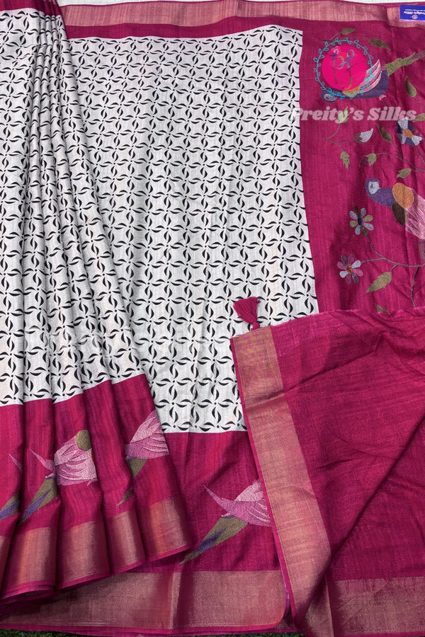 Georgette Silk with Tread Embroidery Saree-PA06080