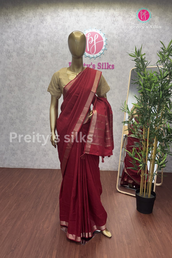 Soft Raw Silk Saree - Vertical lines-PA06266