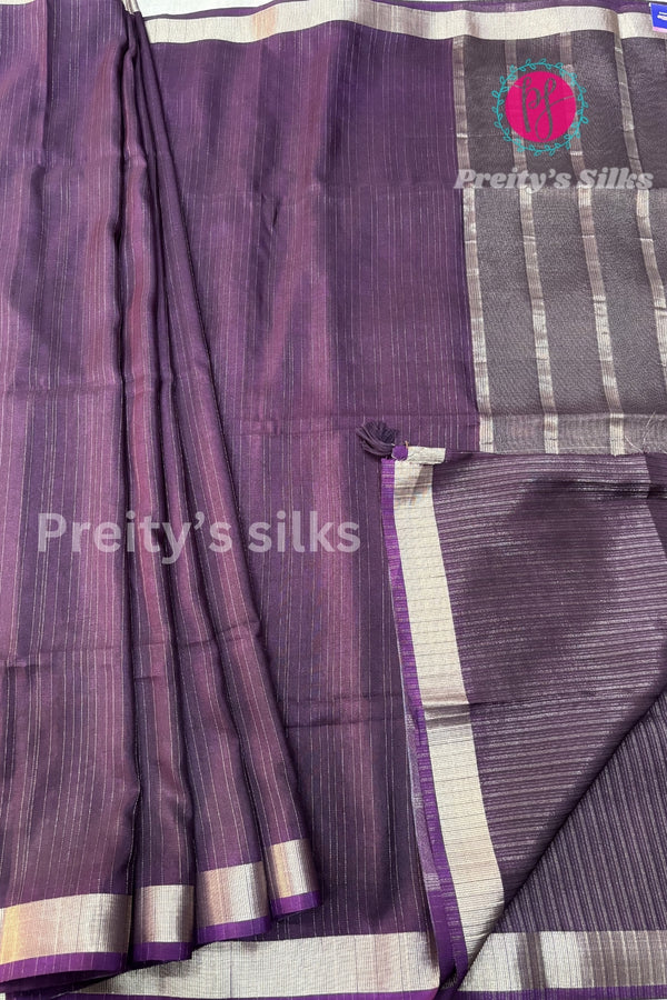 Soft Raw Silk Saree - Vertical lines-PA06266