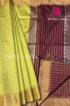 Raw Silk Saree with Checks Pattern- PA09058