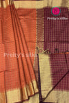 Raw Silk Saree with Checks Pattern- PA09058
