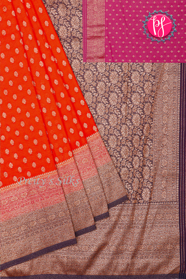 Semi Banarasi Georgette Silk Saree-Dual Border-PA11407
