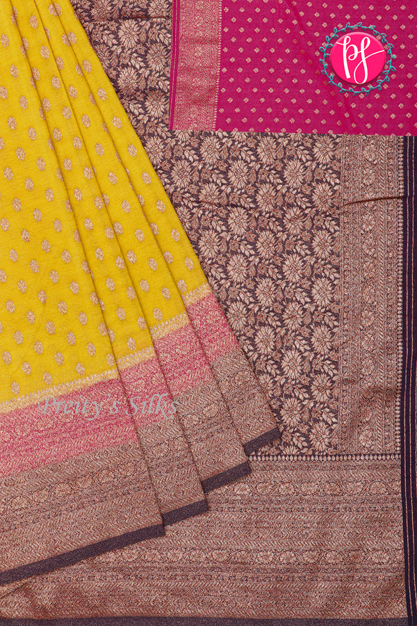 Semi Banarasi Georgette Silk Saree-Dual Border-PA11407