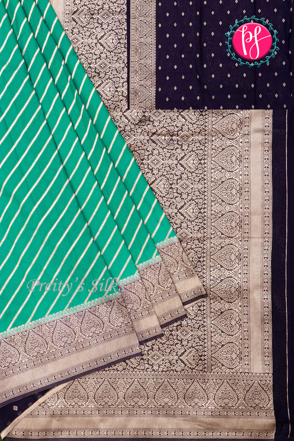Semi Banarasi chiffon Silk Saree with lahariya pattern zari weaving -PA40199
