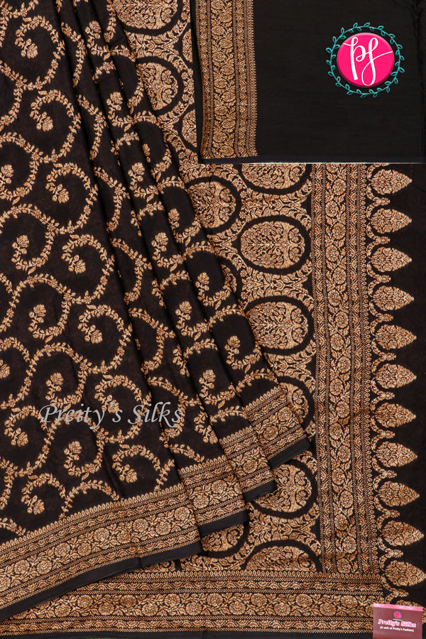 Semi Banarasi crepe silk saree - PA48299