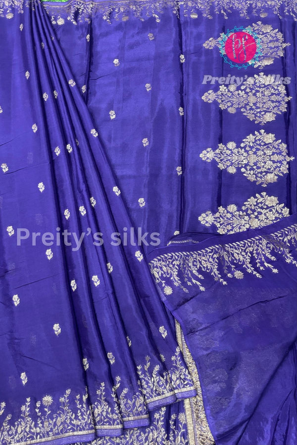 Semi Banarasi Crepe Silk Saree-PA49841
