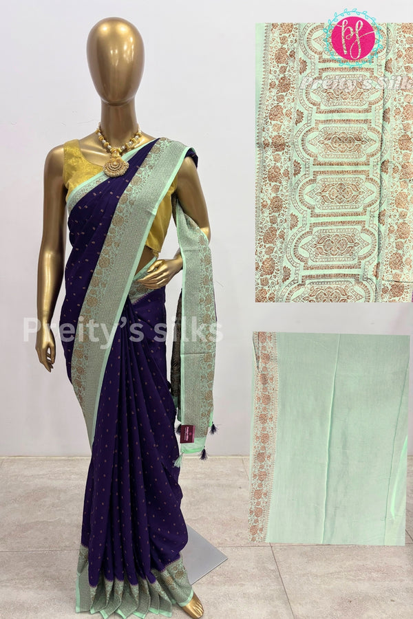 Semi Banarasi Crepe Silk Saree-PA50376