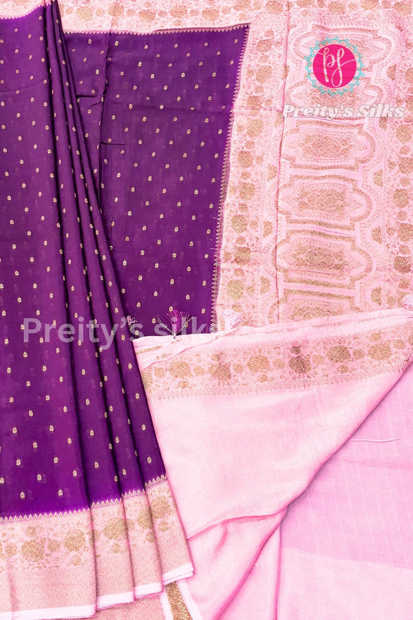 Semi Banarasi Crepe Silk Saree-PA50376