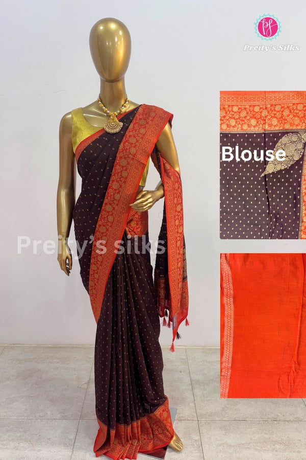 Semi Banarasi Crepe Silk Saree-PA50376