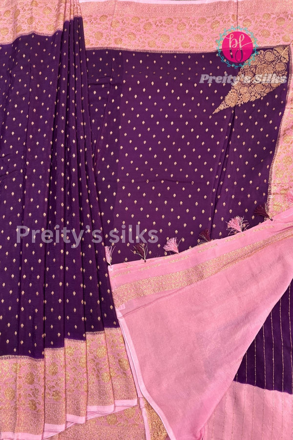 Semi Banarasi Crepe Silk Saree-PA50376