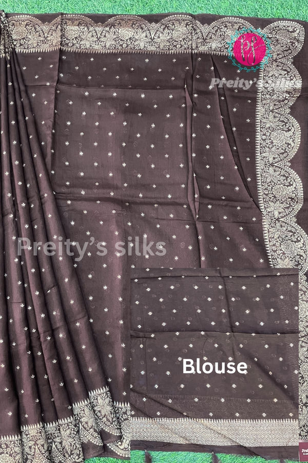Semi Banarasi Tussar Dupion With Antique Zari Saree-PA50421