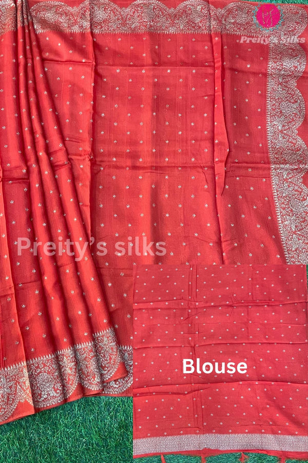 Semi Banarasi Tussar Dupion With Antique Zari Saree-PA50421