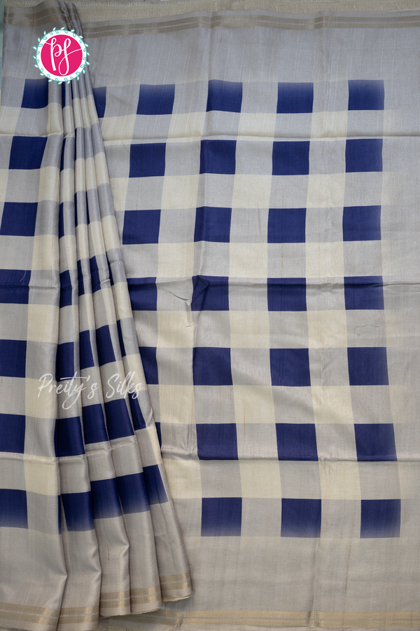 Soft Tussar Silk Saree with checks Pattern -PA55850