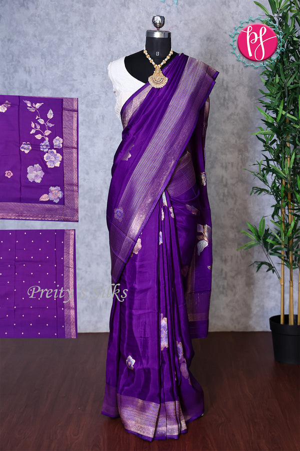Viscose Crepe Silk Saree-PF78401