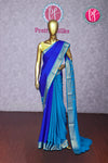 Pure Mysore Crepe Silk Saree -Royalblue And Skyblue-PA10699