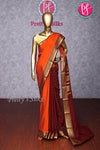 Pure Mysore Crepe Silk Saree -Rustorange And Maroon-PA10699