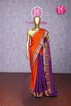 Pure Mysore Crepe Silk Saree -Orange And Purple-PA10699