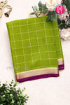 Pure Mysore Crepe Silk Saree -Olive Green And Deep Magenta-Pink-PA09448