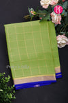 Pure Mysore Crepe Silk Saree -Pista green And Royalblue-PA09448