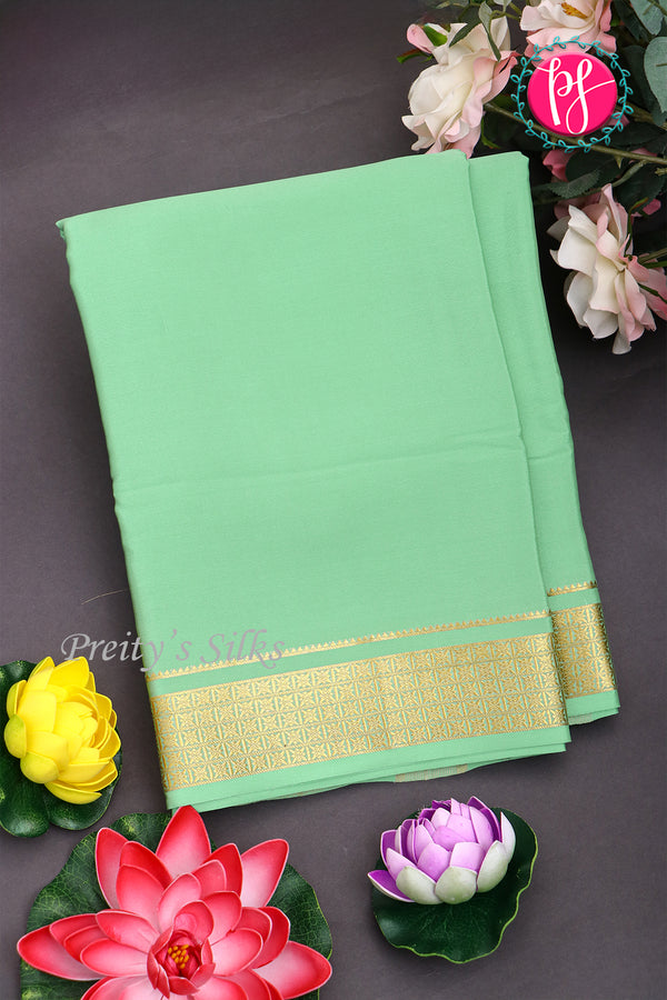 Pure Mysore Crepe Silk Saree-Pastelgreen-PA20890