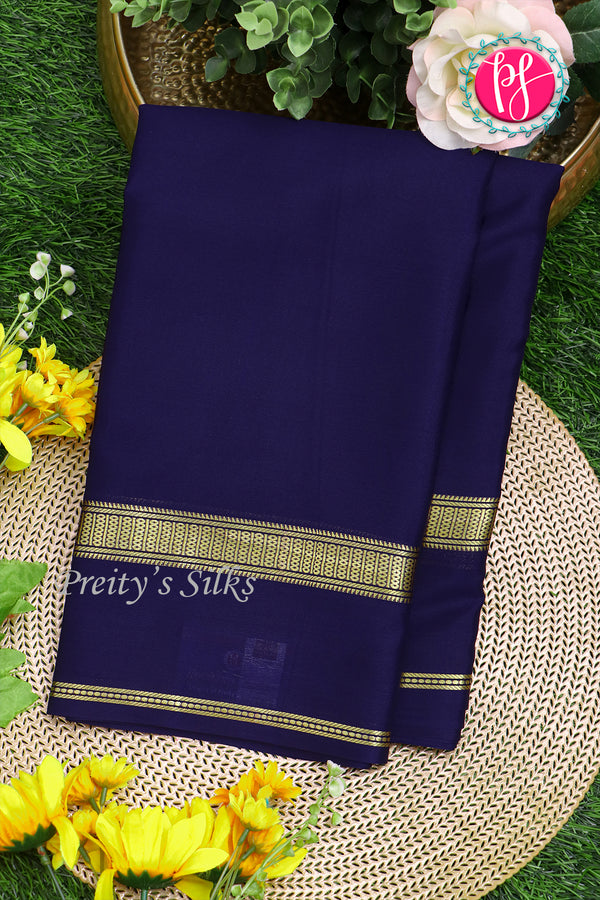 Pure Mysore Crepe Silk Saree-Navyblue-PA21800