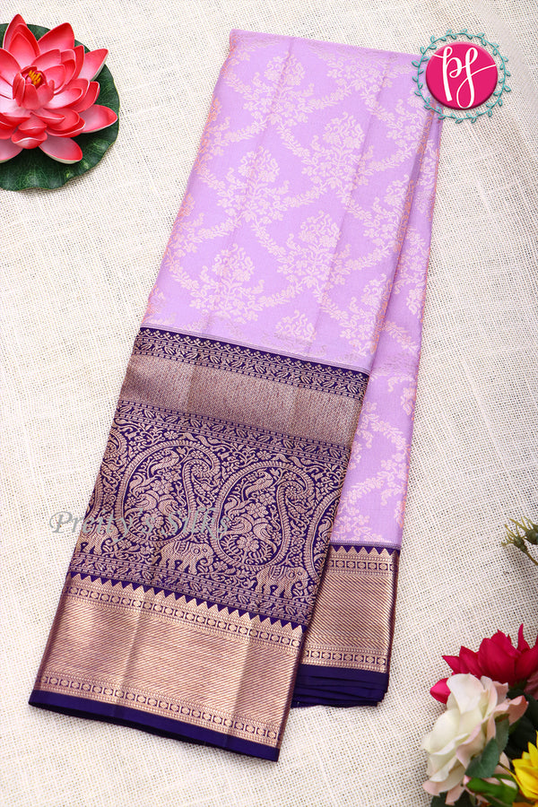Pure Kanchipuram Silk Saree-Lilac-PF83475