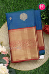 Pure Kanchipuram Silk Saree-Peacockblue And Red-PA23514
