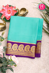 Pure Mysore Crepe Silk Saree-Skyblue And Deeppurple-PA20648
