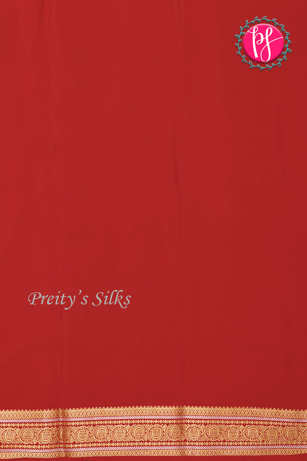 Pure Mysore Crepe Silk Saree-Bottlegreen And Red-PA46766
