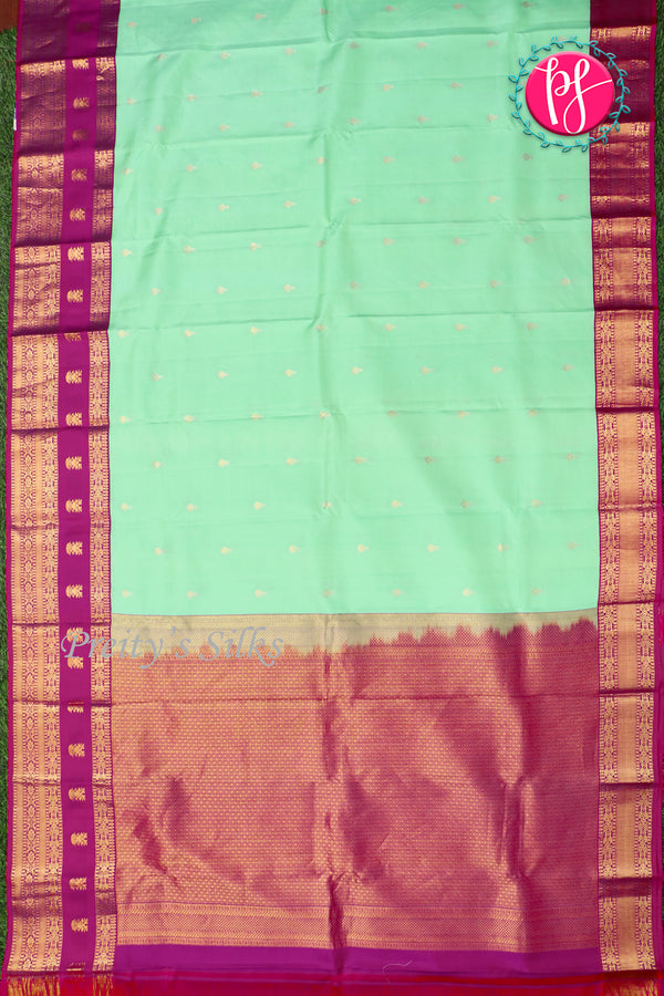 Pure Kanchipuram Silk Saree-Pistagreen And Mejenapink-PA23514