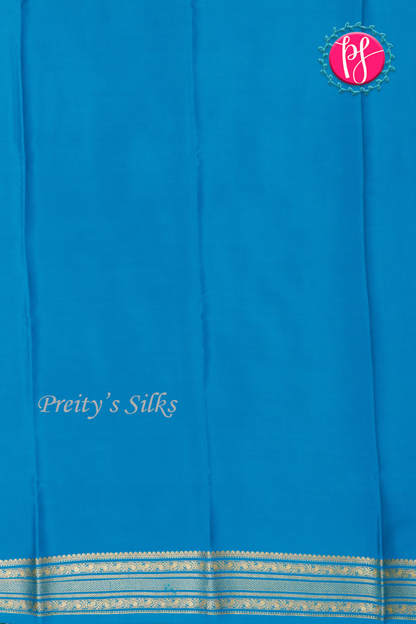Pure Mysore Crepe Silk Saree-Olivegreen And Tealblue-PA28981