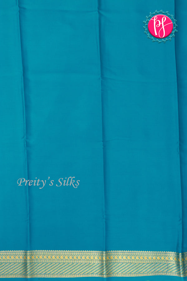 Pure Mysore Crepe Silk Saree-Yellow And Tealblue-PA22436