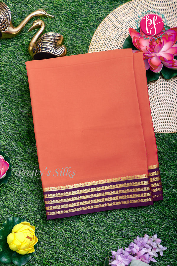 Pure Mysore Crepe Silk Saree-Light Kankambara and Purple-PA19960