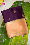 Pure Mysore Crepe Silk Saree-Deeppurple And Peach- PA56316