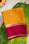 Pure Mysore Crepe Silk Saree-Mustardyellow And Pink-PA56316