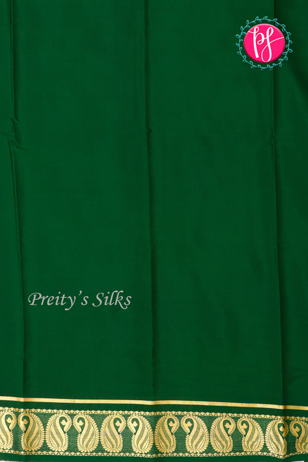 Pure Mysore Crepe Silk Saree -Orange And Bottlegreen-PA47159