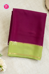 Pure Mysore Crepe Silk Saree-Dark mejentapink And Dusty Olivegreen-PA55504