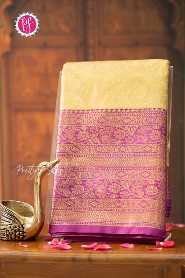 Semi Kanchipuram Silk Saree-Lightgreen And Pink-PA57094